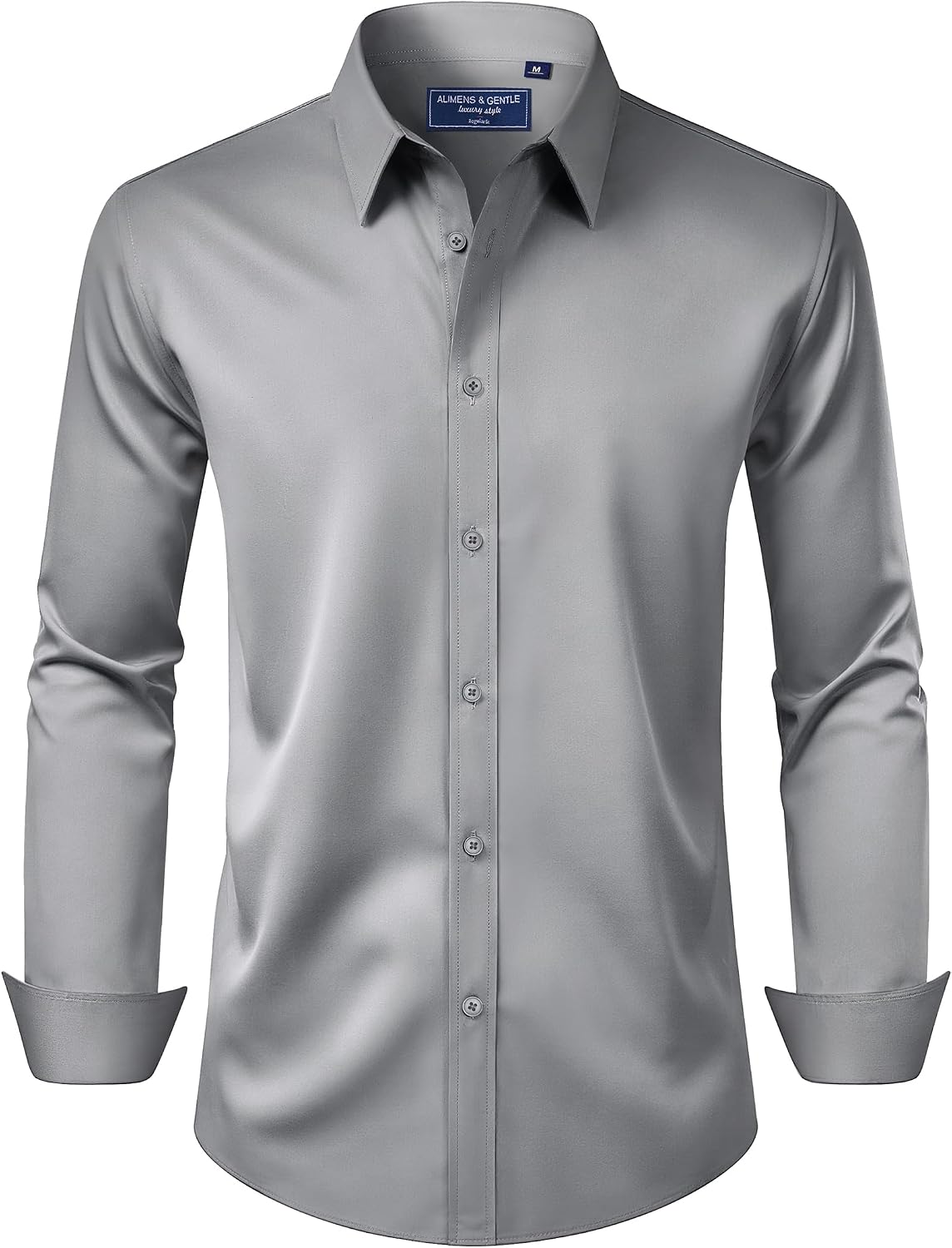 Men's Dress Shirt Regular Fit Stretch Stain Shield Long Sleeve Solid Business Wedding Button Down Shirts