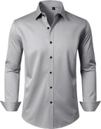 Mens Dress Shirt Long Sleeve Wrinkle Free Stretch Button Down Shirts