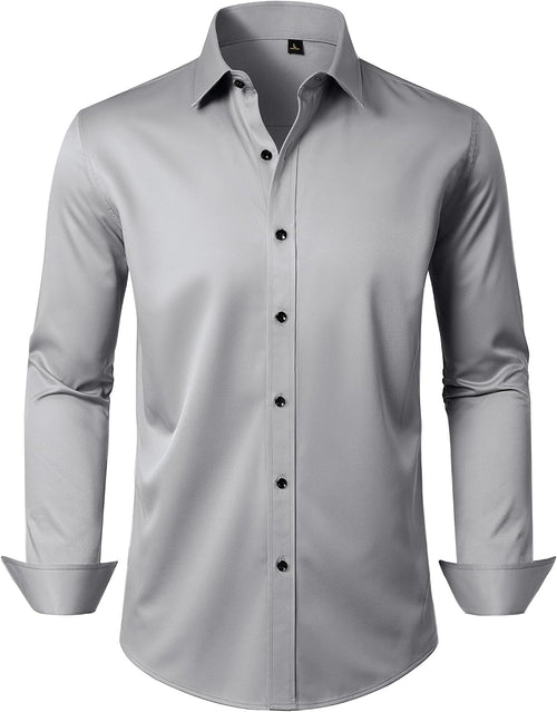 Mens Dress Shirt Long Sleeve Wrinkle Free Stretch Button Down Shirts