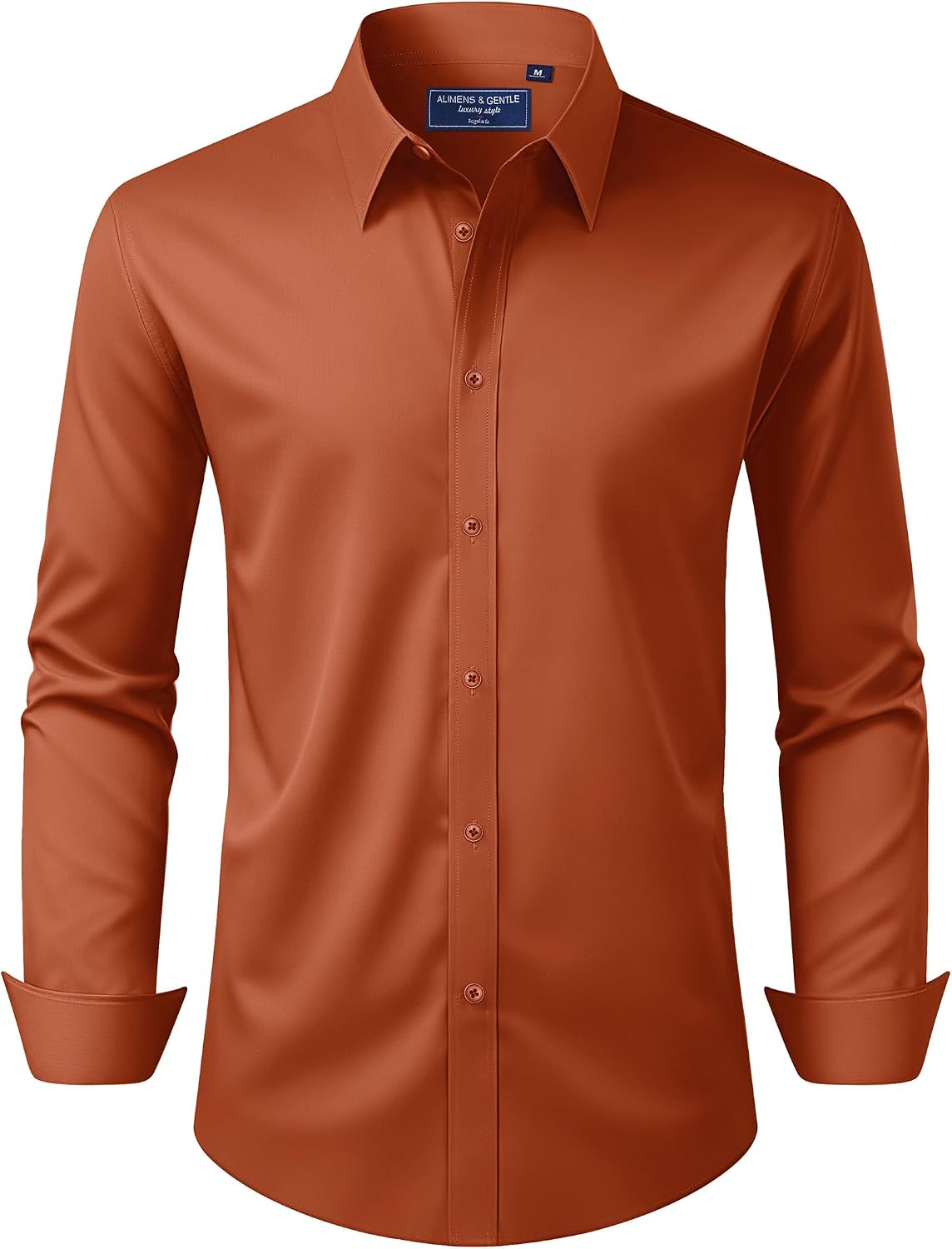 Men's Dress Shirt Regular Fit Stretch Stain Shield Long Sleeve Solid Business Wedding Button Down Shirts