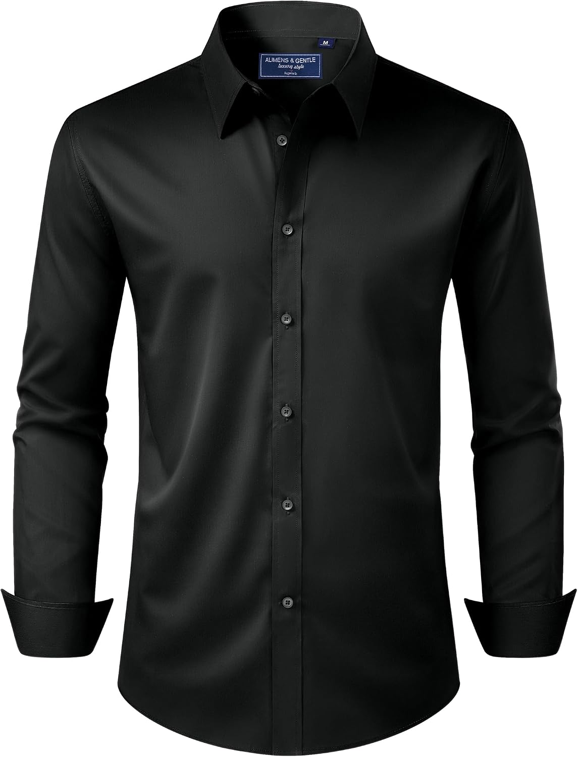 Men's Dress Shirt Regular Fit Stretch Stain Shield Long Sleeve Solid Business Wedding Button Down Shirts