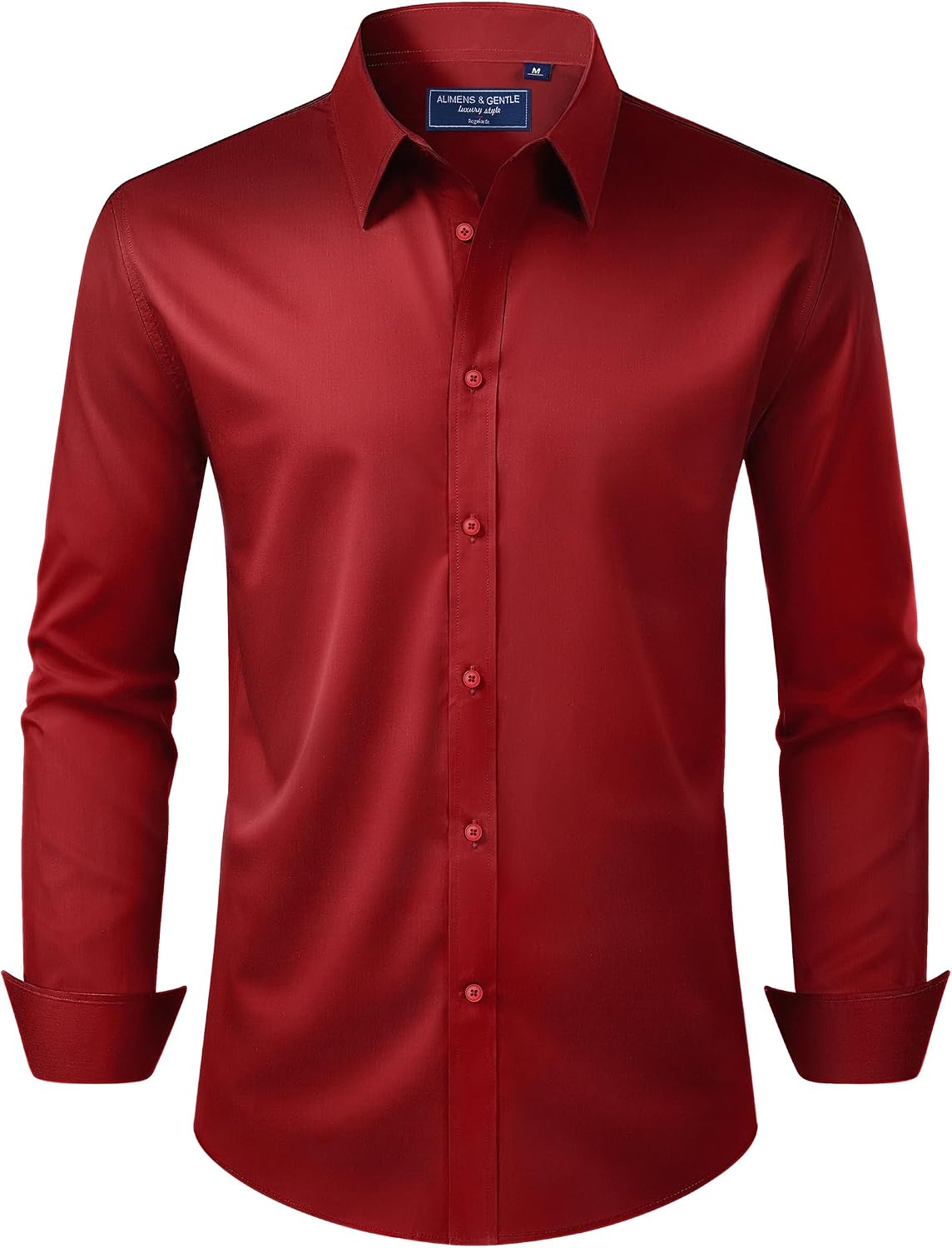 Men's Dress Shirt Regular Fit Stretch Stain Shield Long Sleeve Solid Business Wedding Button Down Shirts