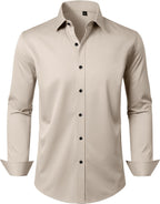 Mens Dress Shirt Long Sleeve Wrinkle Free Stretch Button Down Shirts