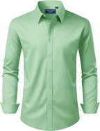 Men's Dress Shirt Regular Fit Stretch Stain Shield Long Sleeve Solid Business Wedding Button Down Shirts