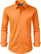 Men's Dress Shirt Regular Fit Stretch Stain Shield Long Sleeve Solid Business Wedding Button Down Shirts