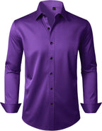 Mens Dress Shirt Long Sleeve Wrinkle Free Stretch Button Down Shirts