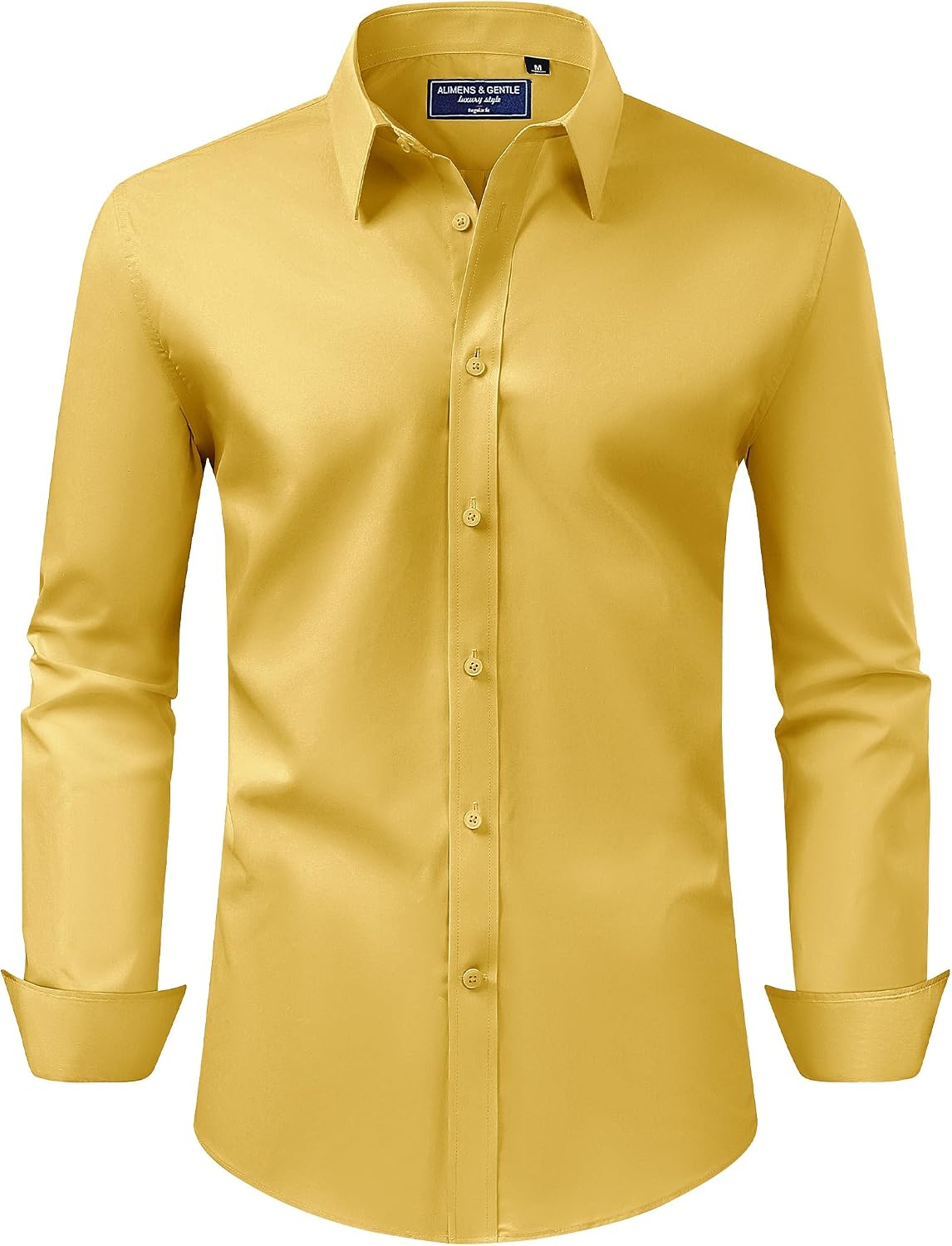 Men's Dress Shirt Regular Fit Stretch Stain Shield Long Sleeve Solid Business Wedding Button Down Shirts