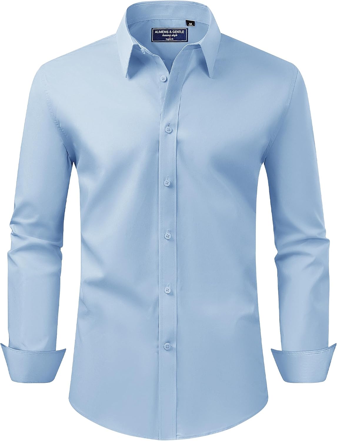 Men's Dress Shirt Regular Fit Stretch Stain Shield Long Sleeve Solid Business Wedding Button Down Shirts