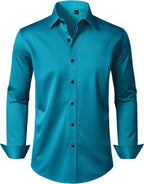 Mens Dress Shirt Long Sleeve Wrinkle Free Stretch Button Down Shirts