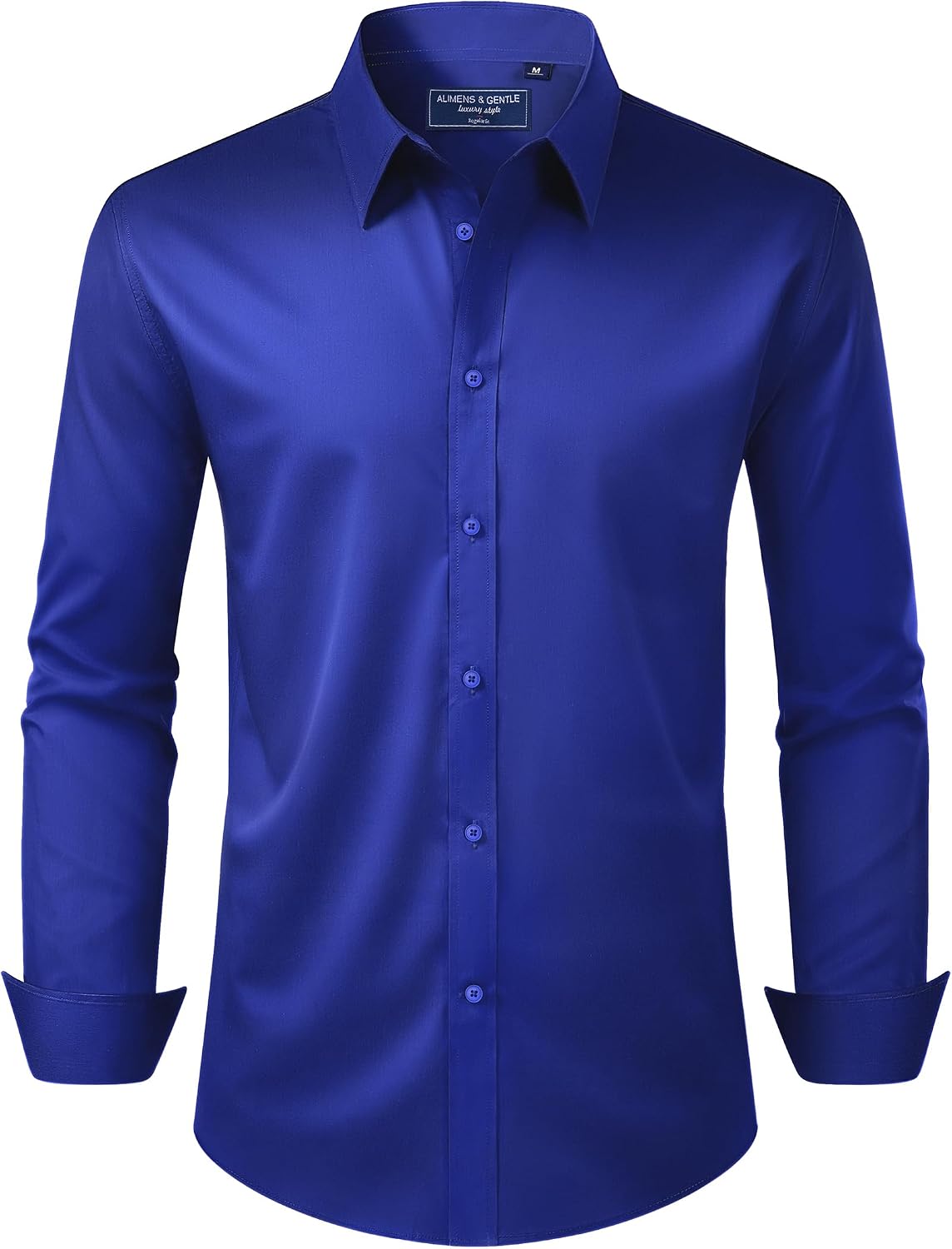 Men's Dress Shirt Regular Fit Stretch Stain Shield Long Sleeve Solid Business Wedding Button Down Shirts
