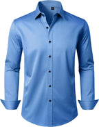 Mens Dress Shirt Long Sleeve Wrinkle Free Stretch Button Down Shirts