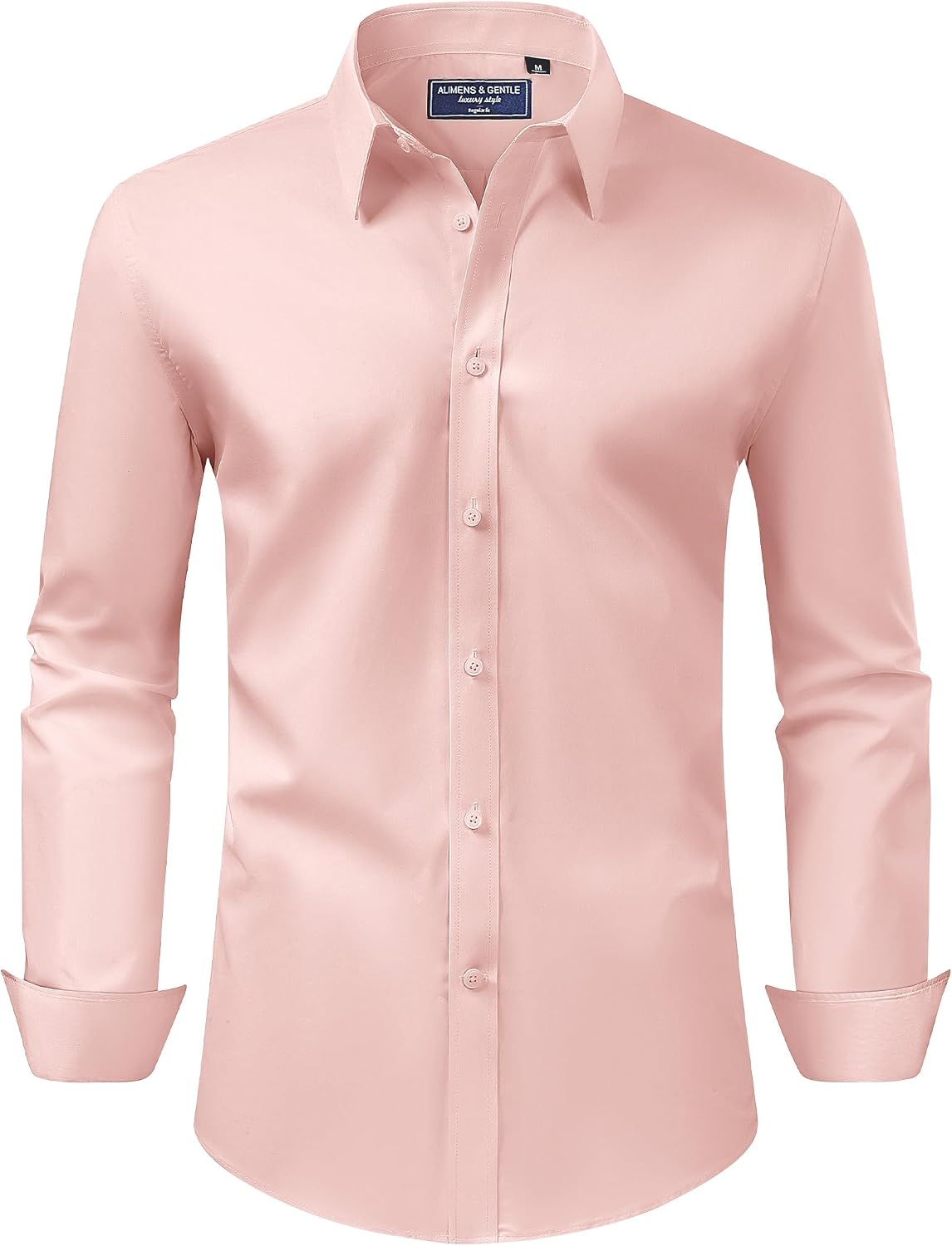 Men's Dress Shirt Regular Fit Stretch Stain Shield Long Sleeve Solid Business Wedding Button Down Shirts