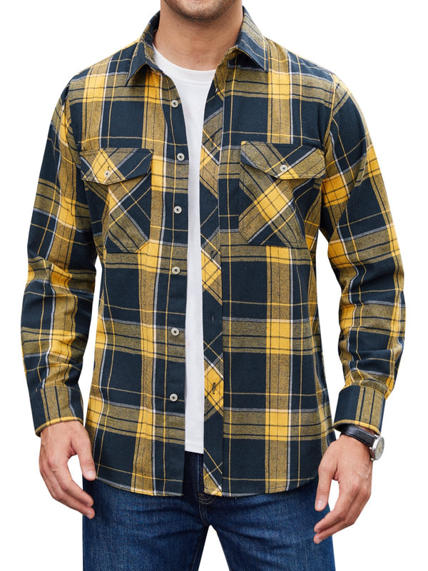 Alimens & Gentle Mens Long Sleeve Multi-color Plaid Shirts Flannel Casual Shirt