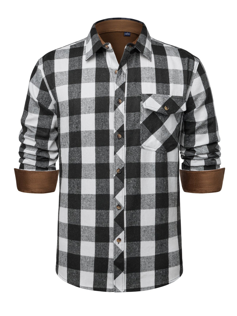 Alimens & Gentle Mens Plaid Button Down Shirt Casual Long Sleeve Flannel Shirts Relaxed Fit Cloth For Fall