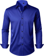 Mens Dress Shirt Long Sleeve Wrinkle Free Stretch Button Down Shirts