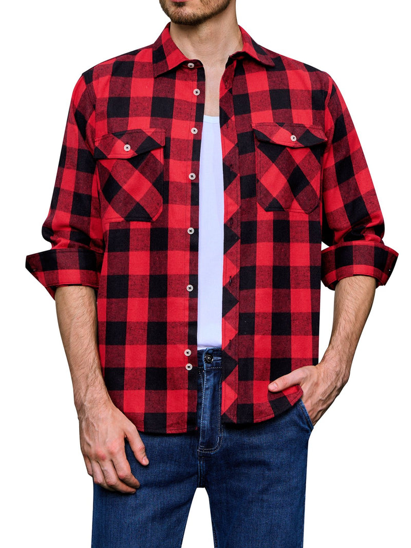 Alimens & Gentle Mens Long Sleeve Multi-color Plaid Shirts Flannel Casual Shirt