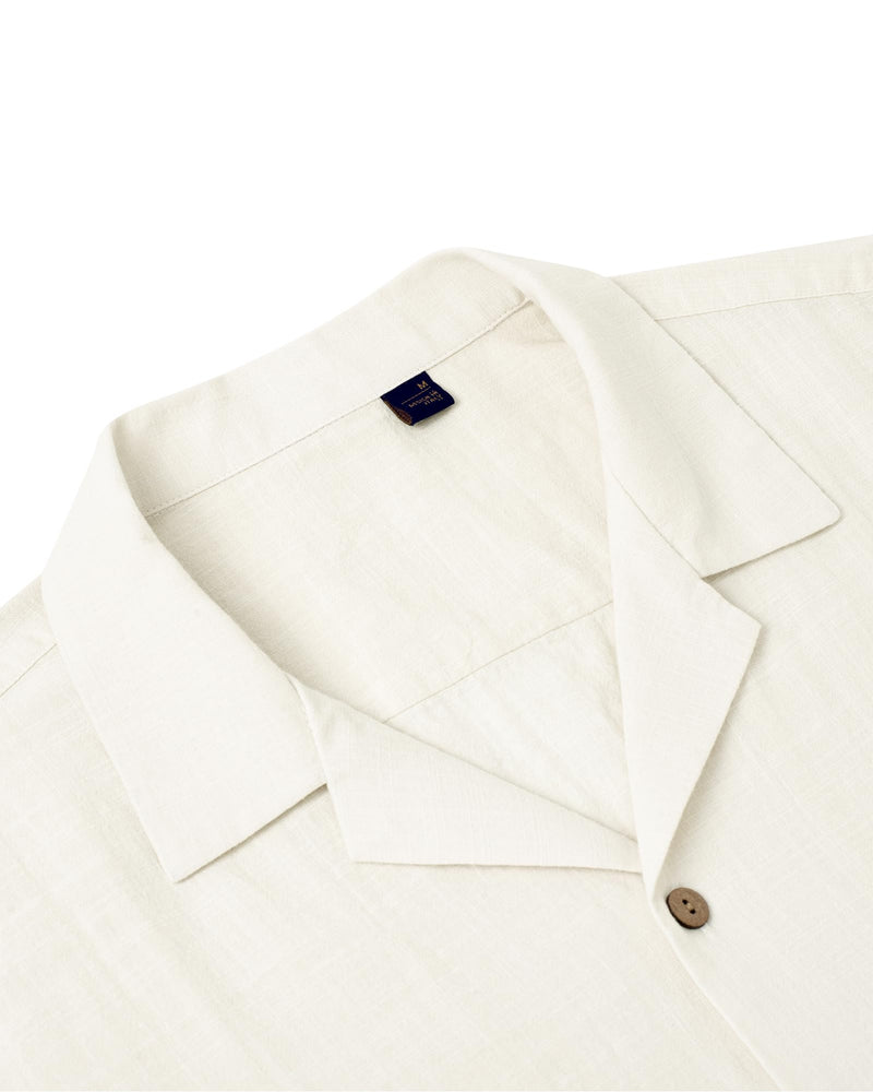 Men's Cotton Linen Shirts Short Sleeve Button Down Shirts Summer Beach Hawaiian Shirt
