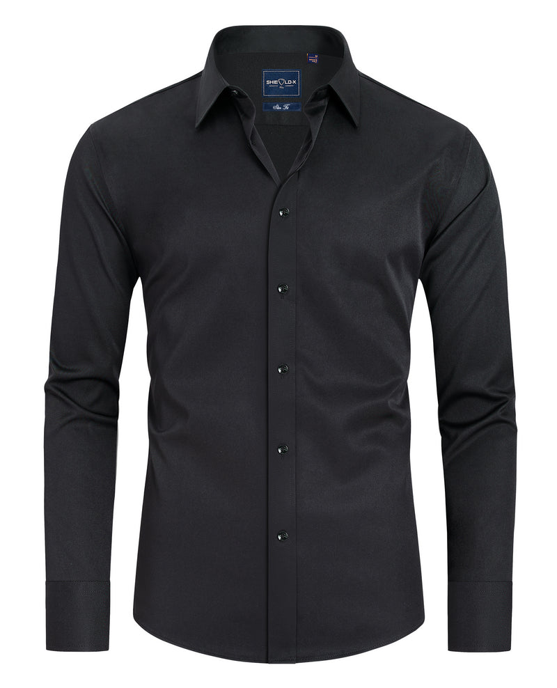 Men's Slim Fit Button Down Shirts Long Sleeve Stretch Wrinkle-Free Shirt Stain Sheild
