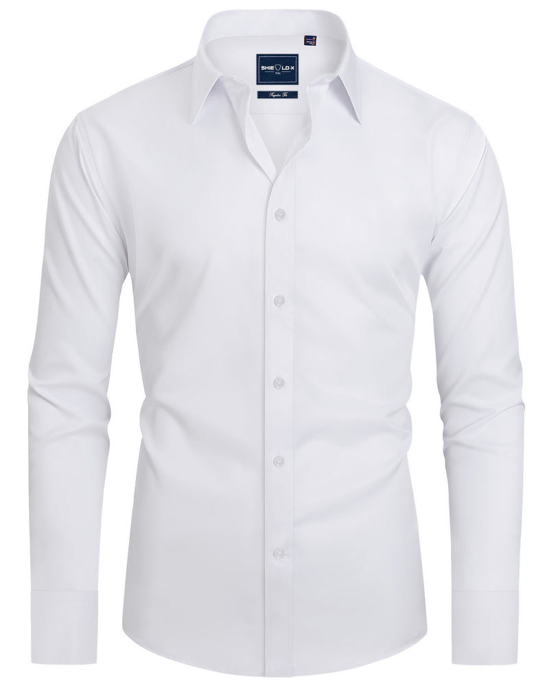 Men's Slim Fit Button Down Shirts Long Sleeve Stretch Wrinkle-Free Shirt Stain Sheild