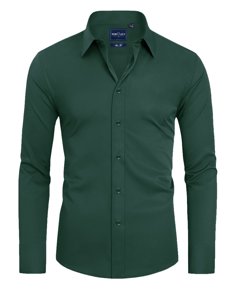 Men's Slim Fit Button Down Shirts Long Sleeve Stretch Wrinkle-Free Shirt Stain Sheild