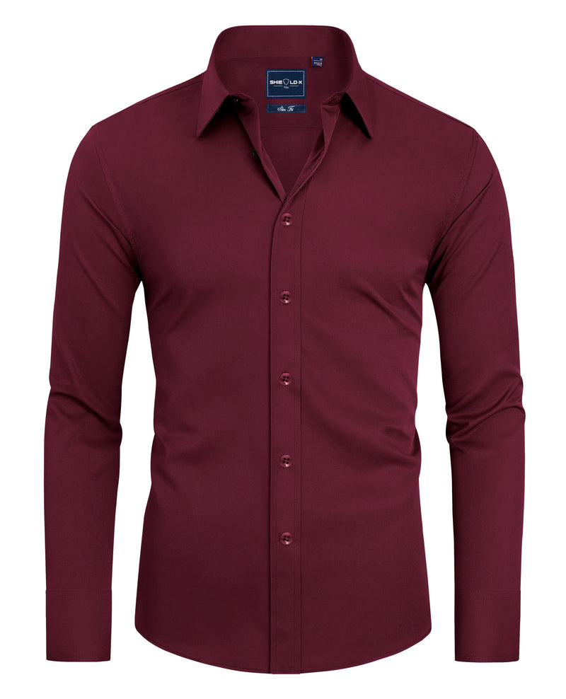 Men's Slim Fit Button Down Shirts Long Sleeve Stretch Wrinkle-Free Shirt Stain Sheild