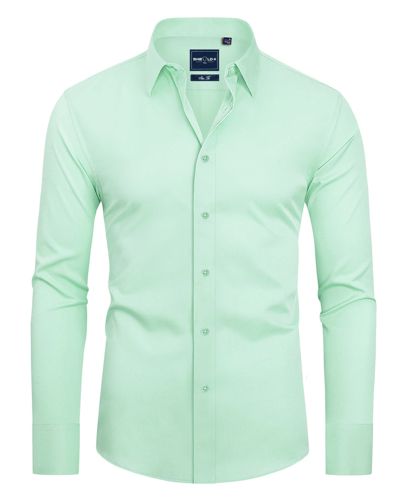 Men's Slim Fit Button Down Shirts Long Sleeve Stretch Wrinkle-Free Shirt Stain Sheild