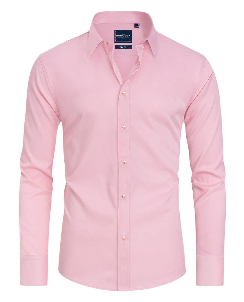Men's Slim Fit Button Down Shirts Long Sleeve Stretch Wrinkle-Free Shirt Stain Sheild