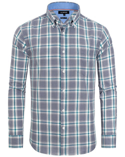 Alimens Men's Plaid Button Down Shirts Cotton Long Sleeve Dress Shirts Regular Fit Gingham Shirts