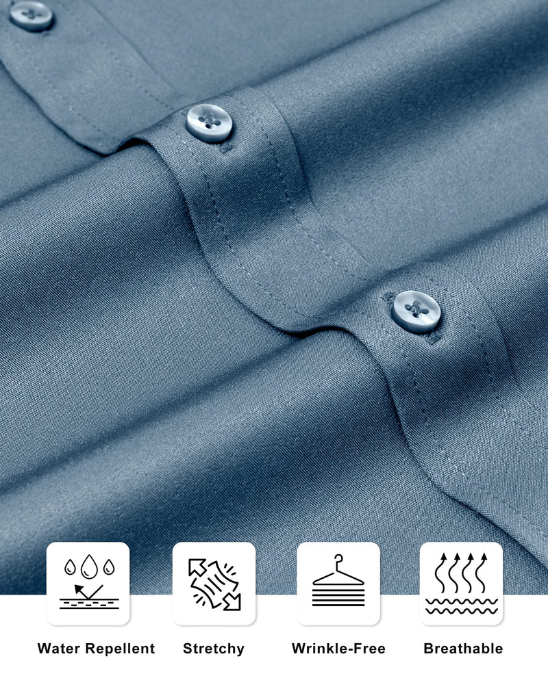 Men's Slim Fit Button Down Shirts Long Sleeve Stretch Wrinkle-Free Shirt Stain Sheild