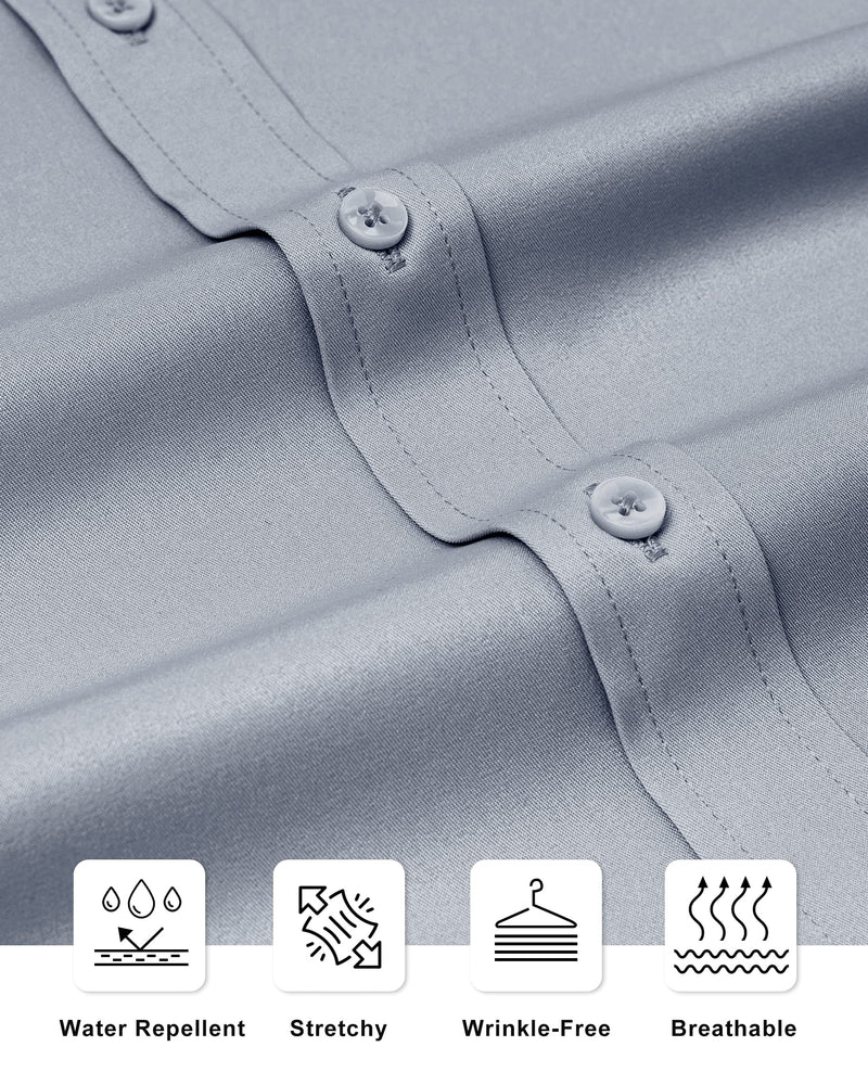 Men's Slim Fit Button Down Shirts Long Sleeve Stretch Wrinkle-Free Shirt Stain Sheild