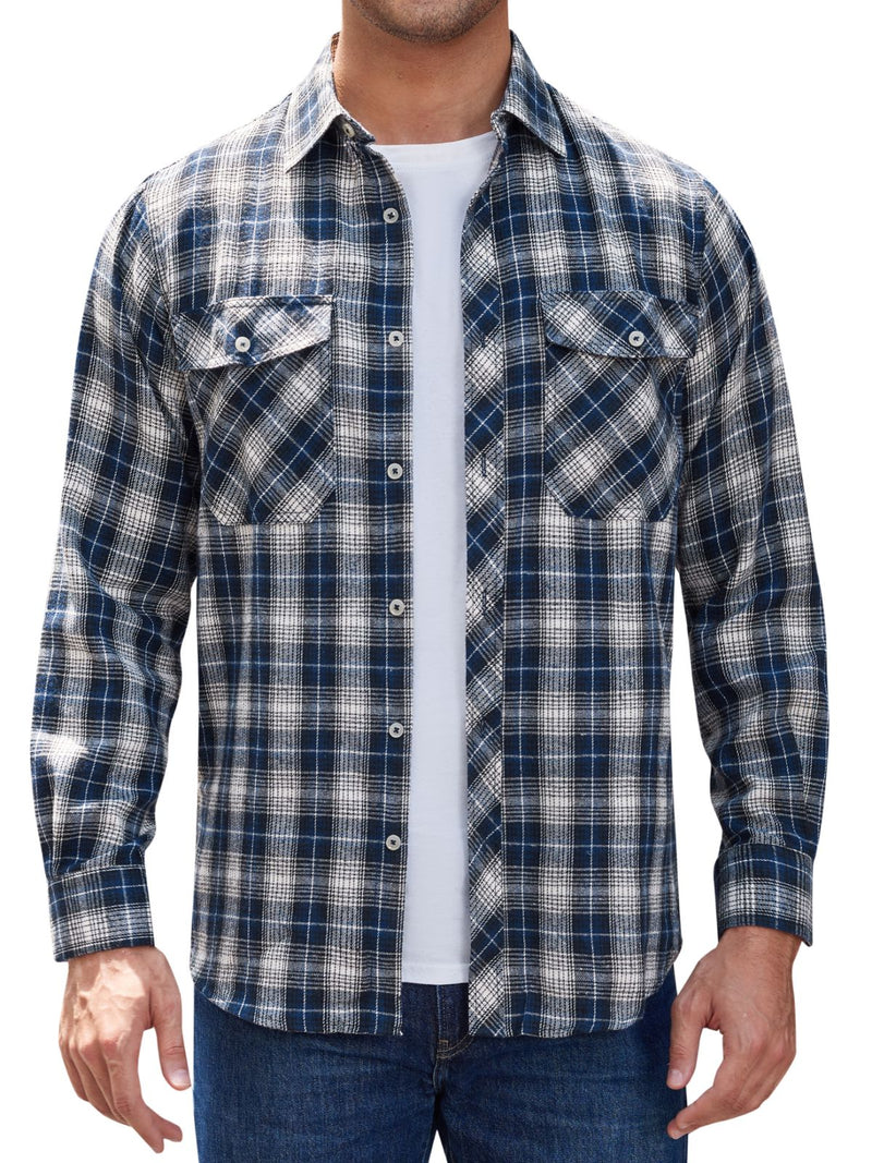 Alimens & Gentle Mens Long Sleeve Multi-color Plaid Shirts Flannel Casual Shirt