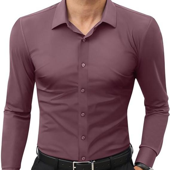Alimens&Gentle Dress Shirts 16-Way Stretch Slim Fit Long Sleeve Button Down Shirts Wrinkle Free Traveler Shirts