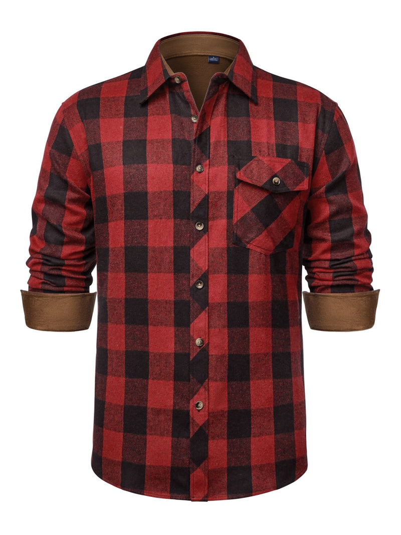 Alimens & Gentle Mens Plaid Button Down Shirt Casual Long Sleeve Flannel Shirts Relaxed Fit Cloth For Fall