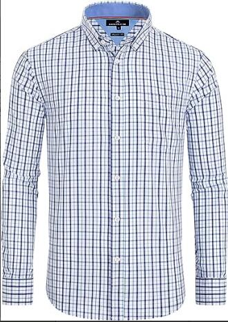 Alimens Men's Plaid Button Down Shirts Cotton Long Sleeve Dress Shirts Regular Fit Gingham Shirts