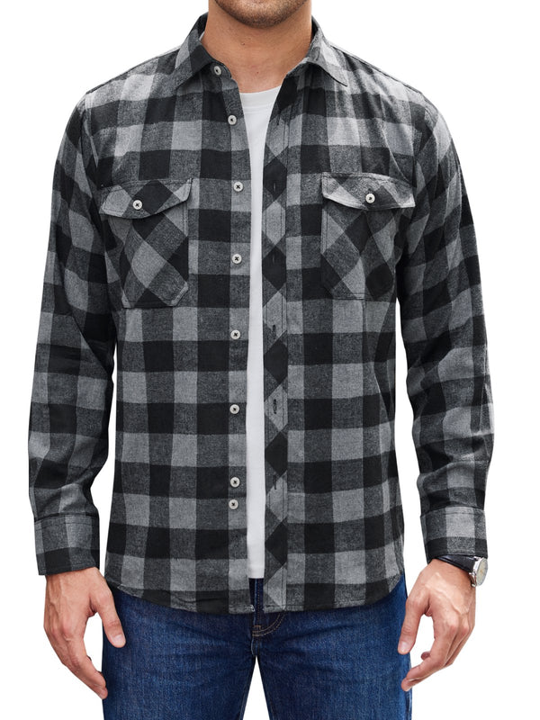 Alimens & Gentle Mens Long Sleeve Multi-color Plaid Shirts Flannel Casual Shirt
