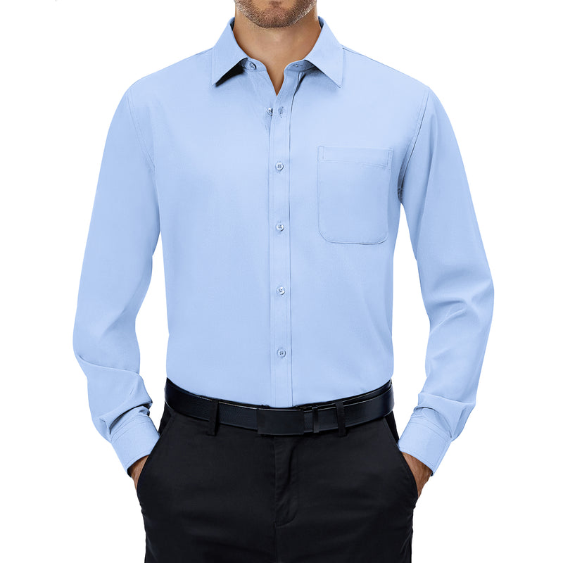 Alimens & Gentle Men's Dress Shirt Stretch Long Sleeve Button Up Shirt For Business