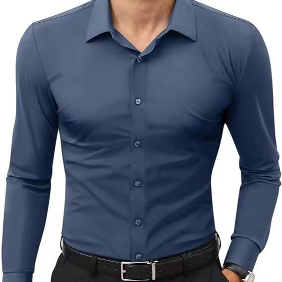Alimens&Gentle Dress Shirts 16-Way Stretch Slim Fit Long Sleeve Button Down Shirts Wrinkle Free Traveler Shirts