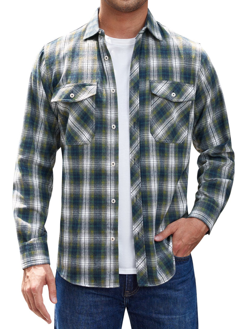 Alimens & Gentle Mens Long Sleeve Multi-color Plaid Shirts Flannel Casual Shirt