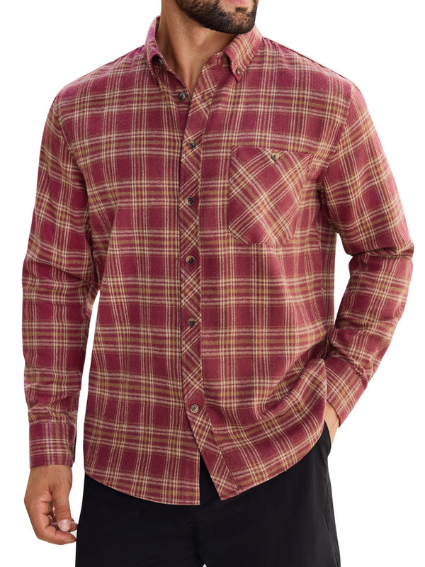 Alimens & Gentle Mens Flannel Shirts Casual Button Down Long Sleeve Plaid Shirts With Pocket Regular Fit Cloth For Winter